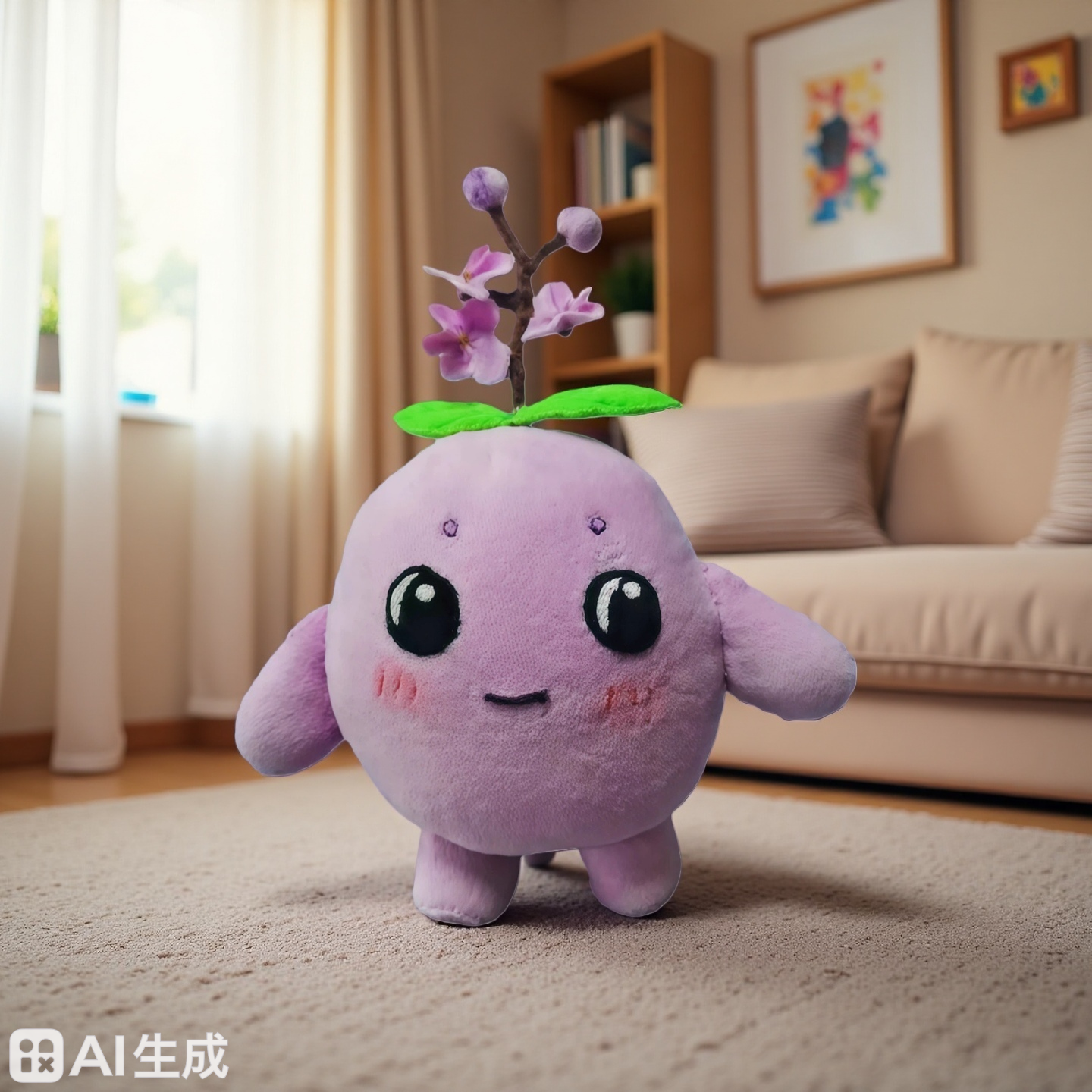 Handmade Purple Plum Blossom Stuffed Animal - Adorable Floral Plush Toy|6In
