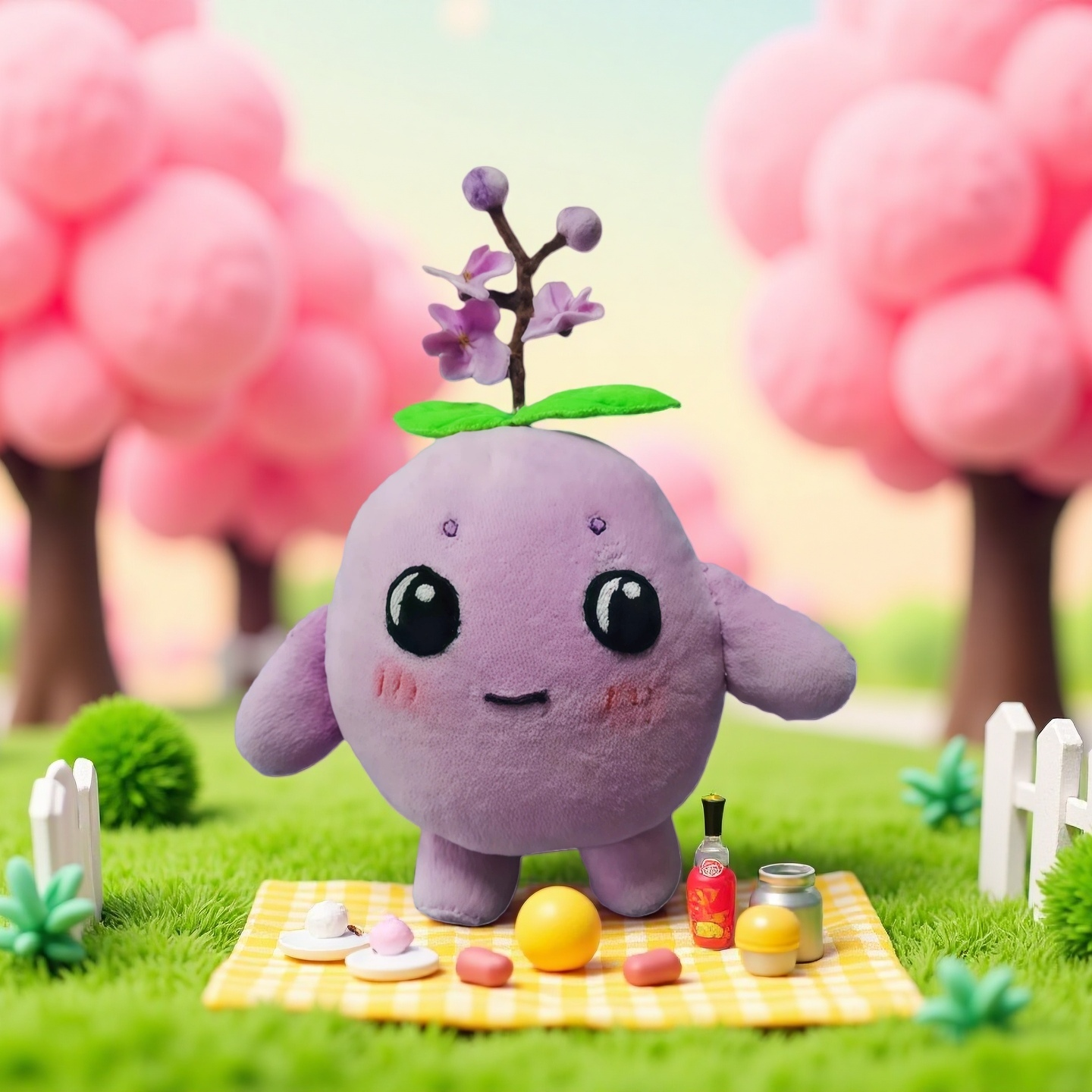 Handmade Purple Plum Blossom Stuffed Animal - Adorable Floral Plush Toy|6In