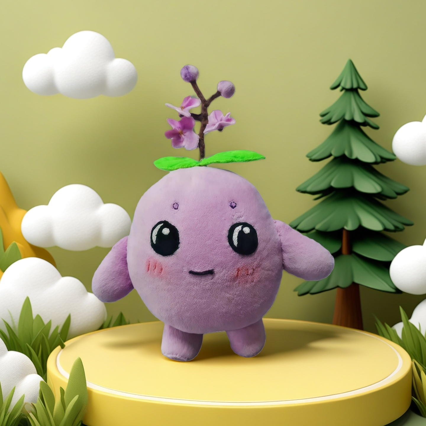Handmade Purple Plum Blossom Stuffed Animal - Adorable Floral Plush Toy|6In