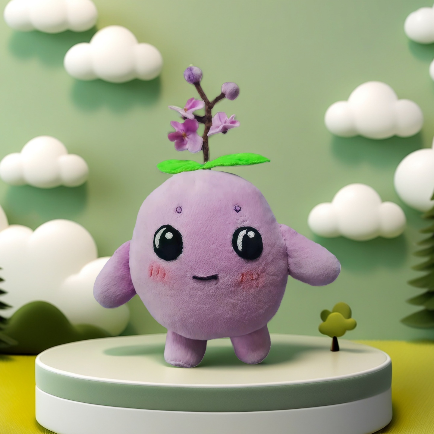 Handmade Purple Plum Blossom Stuffed Animal - Adorable Floral Plush Toy|6In