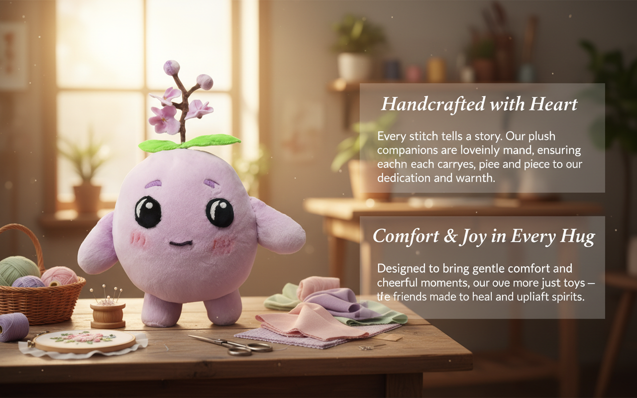 Handmade Purple Plum Blossom Stuffed Animal - Adorable Floral Plush Toy|6In