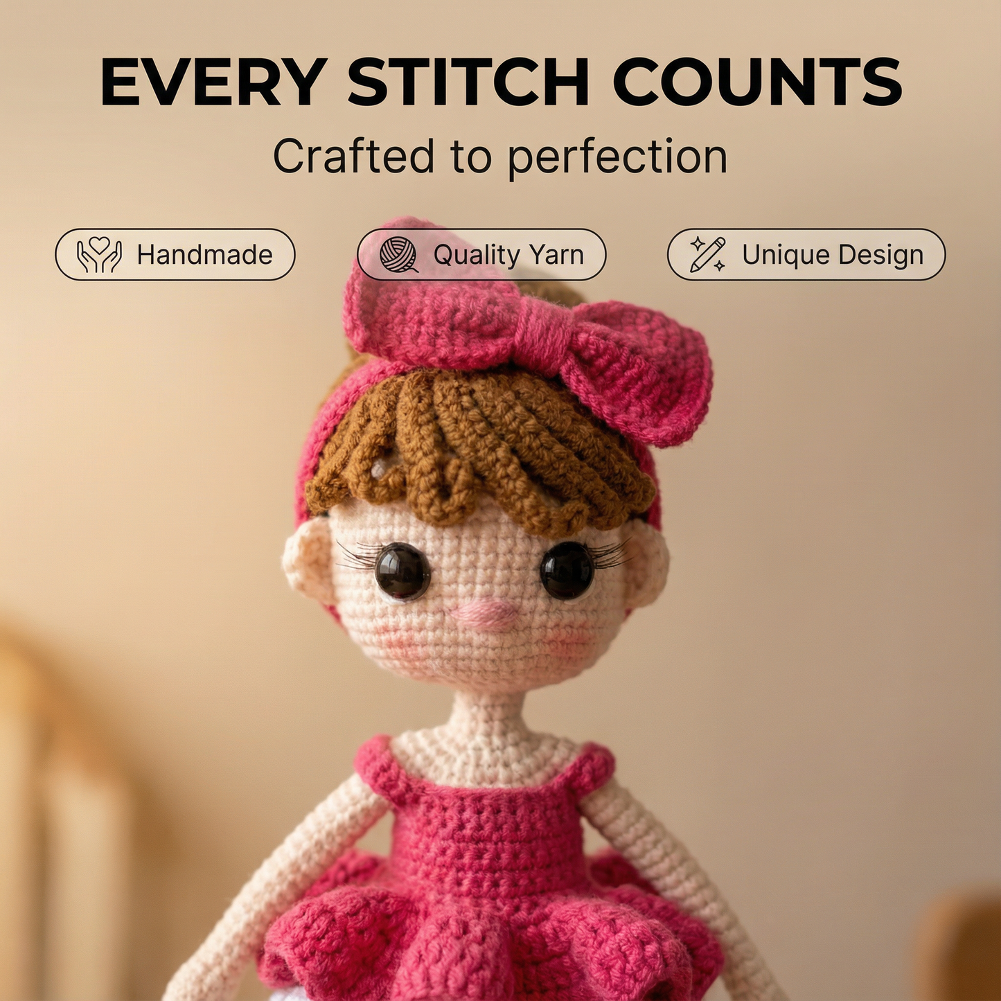 Custom Knitted Doll from Your Photo | Personalized Handmade Plush Toy | Unique Gift for Baby, Kids, Adults
