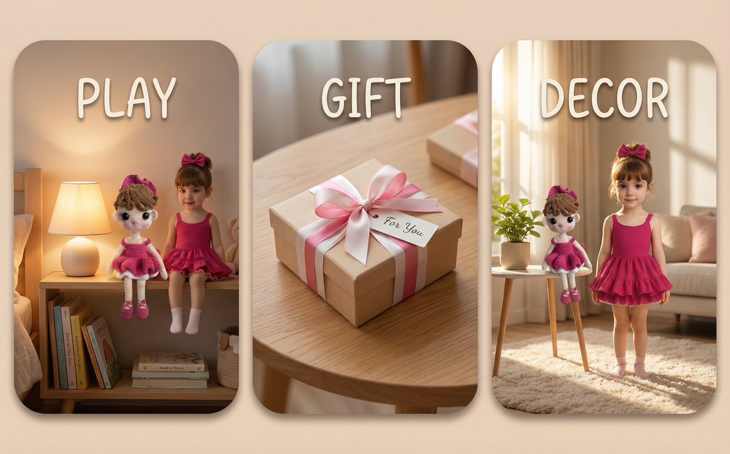 Custom Knitted Doll from Your Photo | Personalized Handmade Plush Toy | Unique Gift for Baby, Kids, Adults