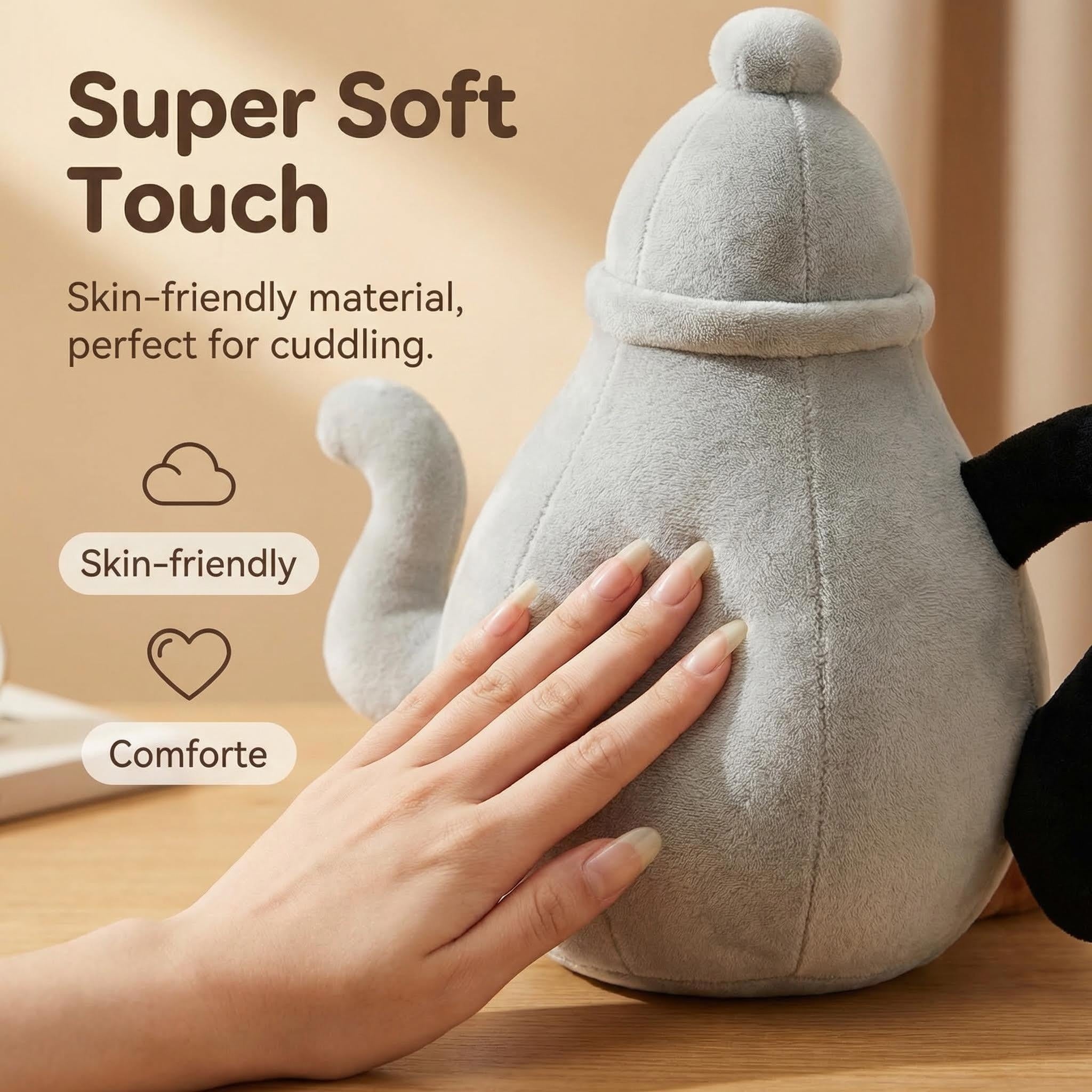 Handmade Teapot Plush - 10 Inch Soft Teapot Pillow, Artisan Sculptural Plush