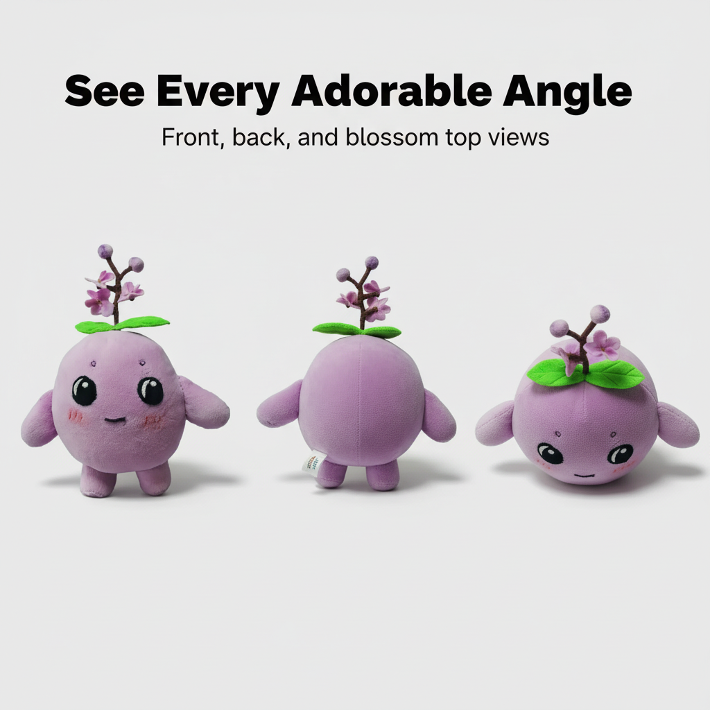 Handmade Purple Plum Blossom Stuffed Animal - Adorable Floral Plush Toy|6In