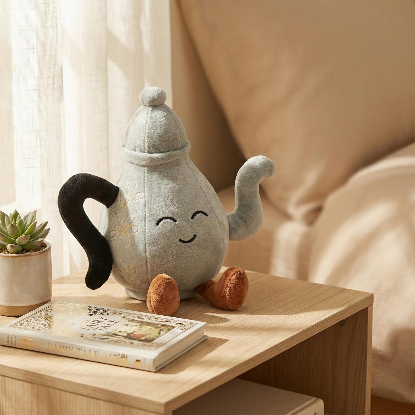 Handmade Teapot Plush - 10 Inch Soft Teapot Pillow, Artisan Sculptural Plush
