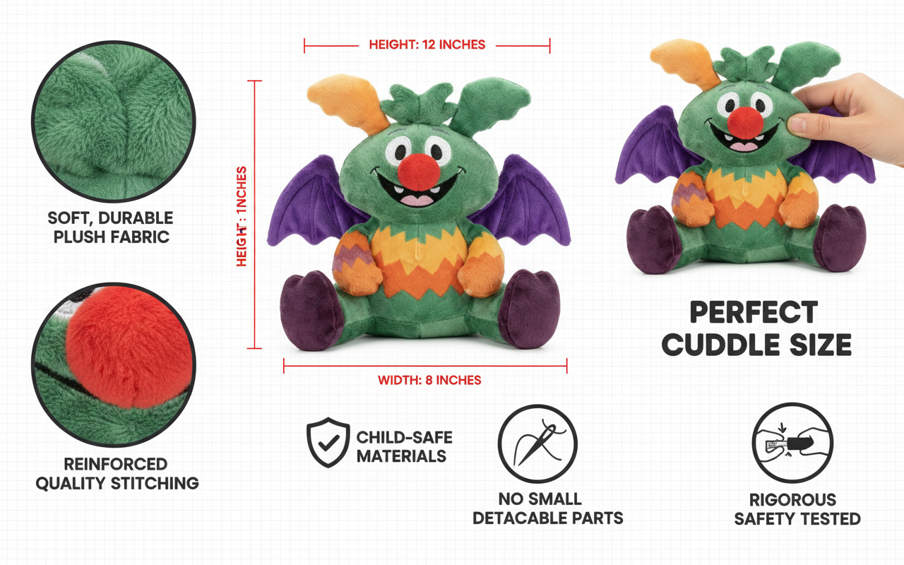 Mythical Plush Doll,Handmade Soft Stuffed Animal, Magical Monster | 10In