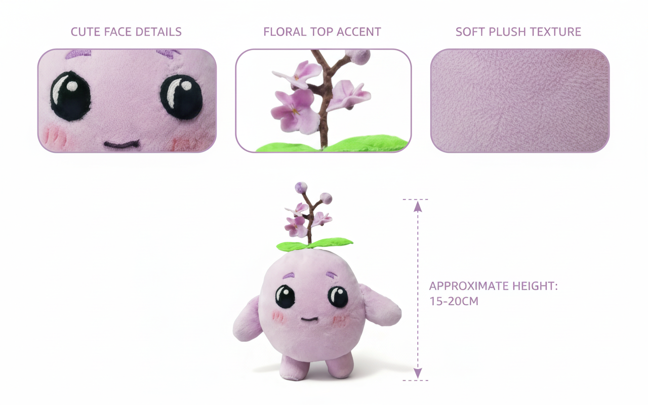 Handmade Purple Plum Blossom Stuffed Animal - Adorable Floral Plush Toy|6In