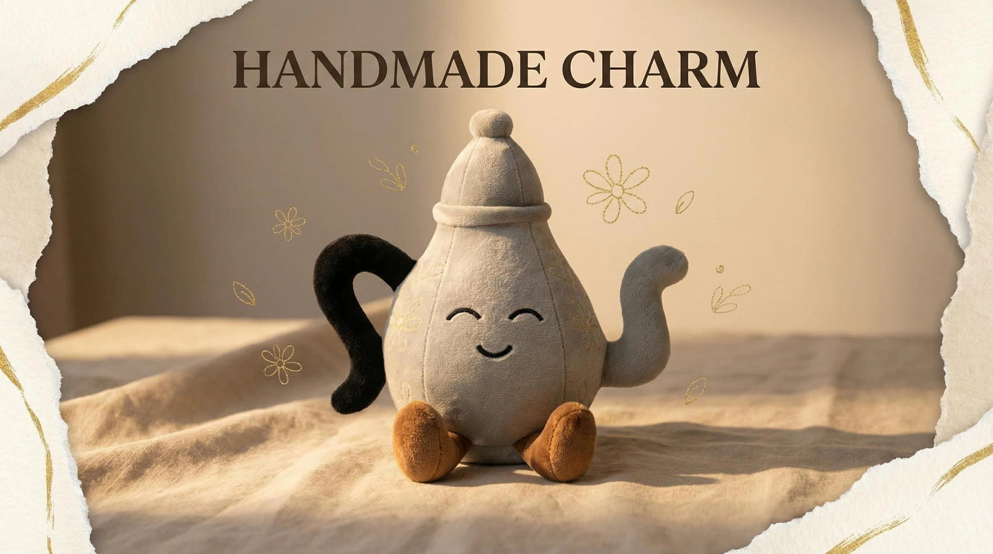 Handmade Teapot Plush - 10 Inch Soft Teapot Pillow, Artisan Sculptural Plush