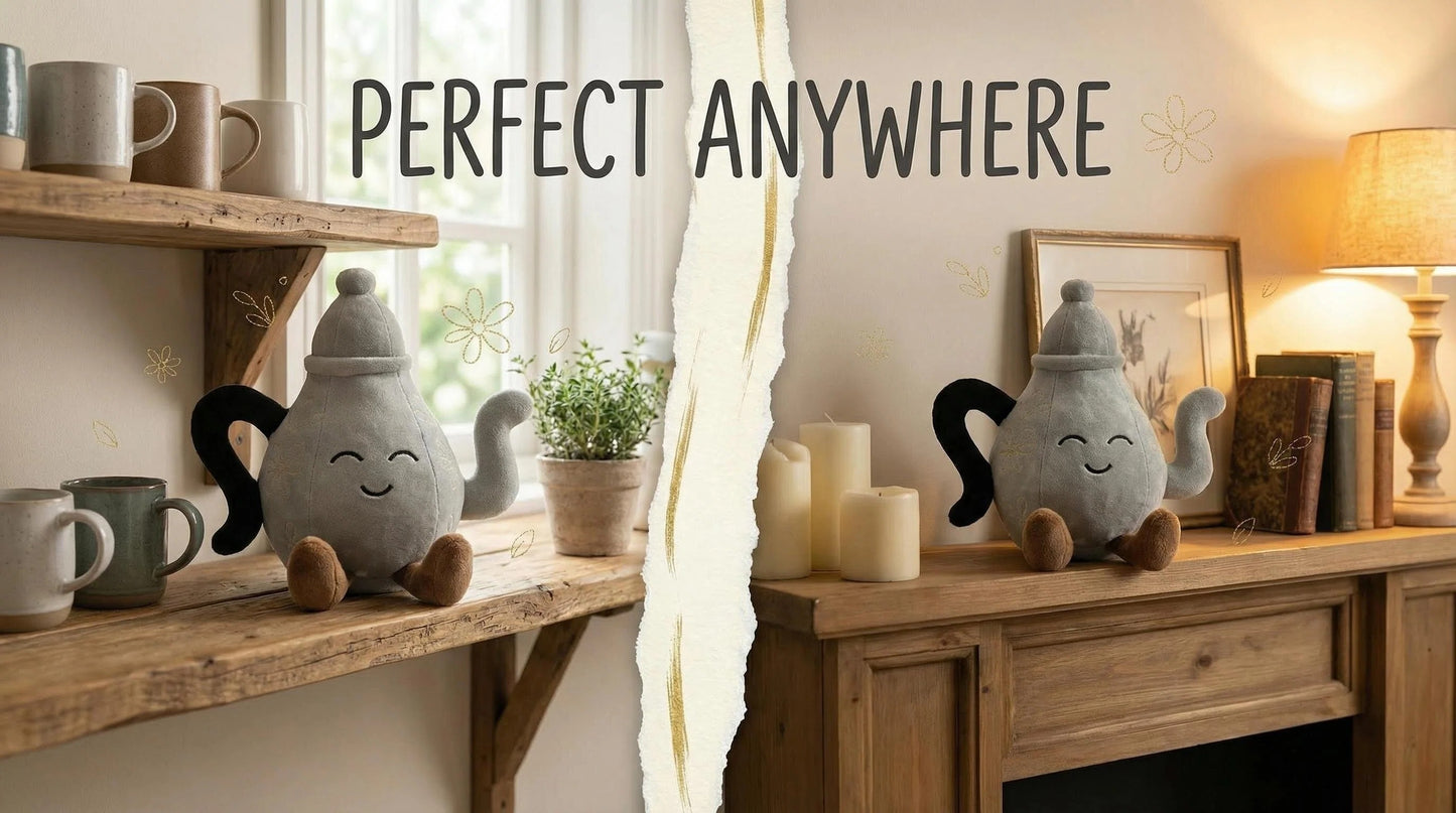 Handmade Teapot Plush - 10 Inch Soft Teapot Pillow, Artisan Sculptural Plush